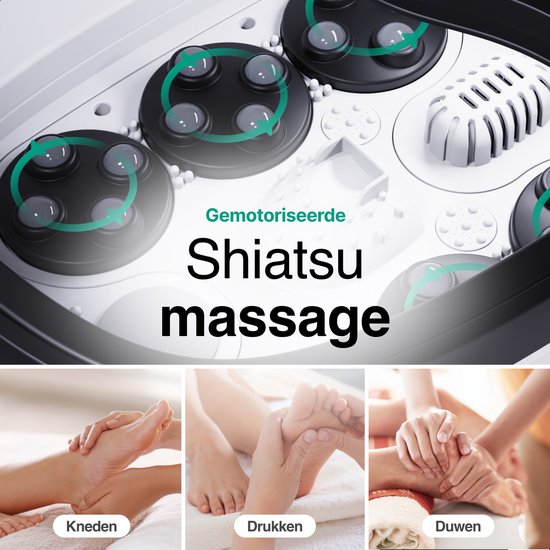 Massage Voetenbad - Automatische Massage - Incl. Badzout - Verwarmt tot 48°C - Zwart