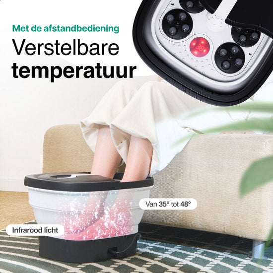 Massage Voetenbad - Automatische Massage - Incl. Badzout - Verwarmt tot 48°C - Zwart