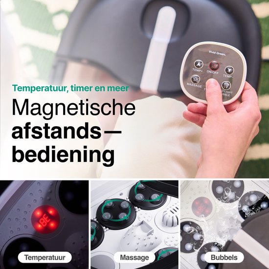 Massage Voetenbad - Automatische Massage - Incl. Badzout - Verwarmt tot 48°C - Zwart