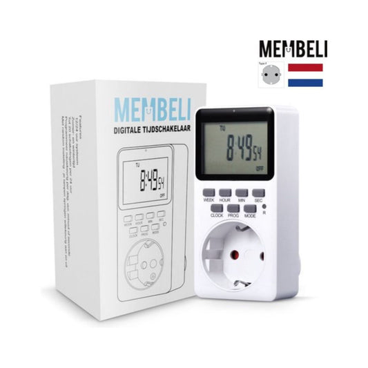 Membeli Tijdschakelaar voor Binnen - Schakelklok Stopcontact - Type F - Digitaal - Timer Schakelaar - LCD Display - Tijdschakelklok