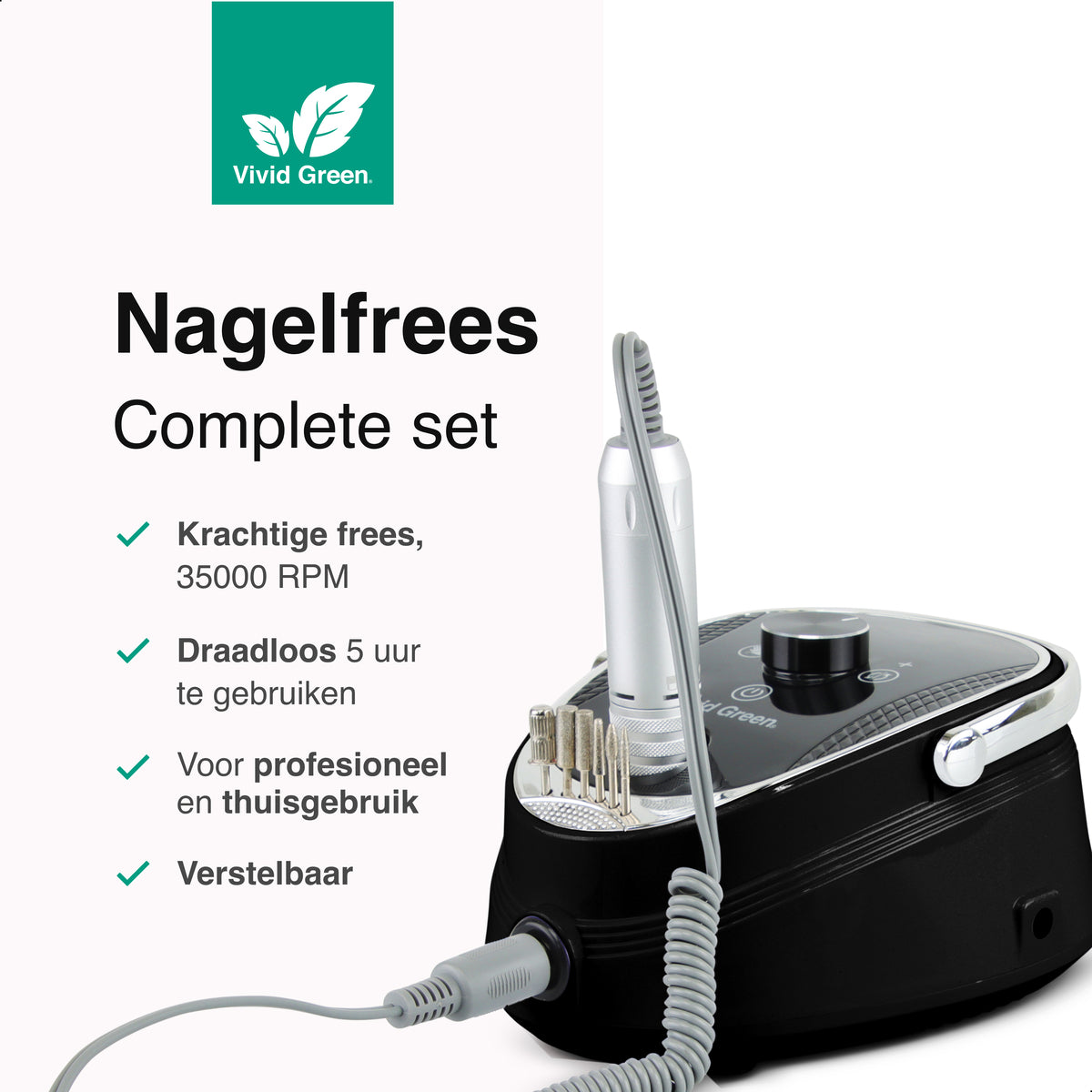 Nagelfrees Complete Set - 35000 RPM - Elektrische nagelvijl - Manicure & Pedicure - Zwart