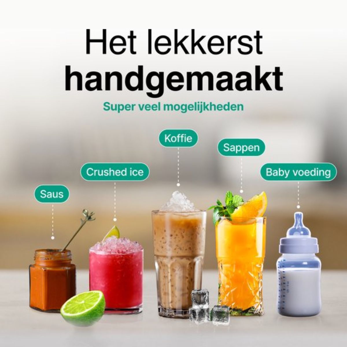 Power Blender 1800W - 2L - 8 Snelheden - IJscrusher - Smoothie Maker