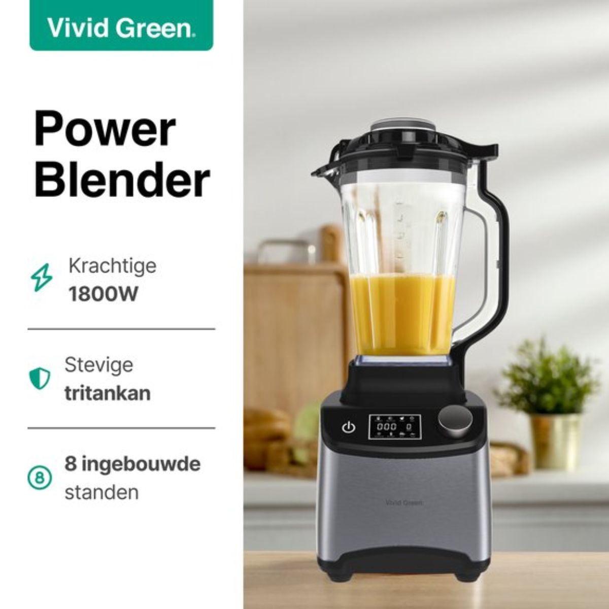 Power Blender 1800W - 2L - 8 Snelheden - IJscrusher - Smoothie Maker