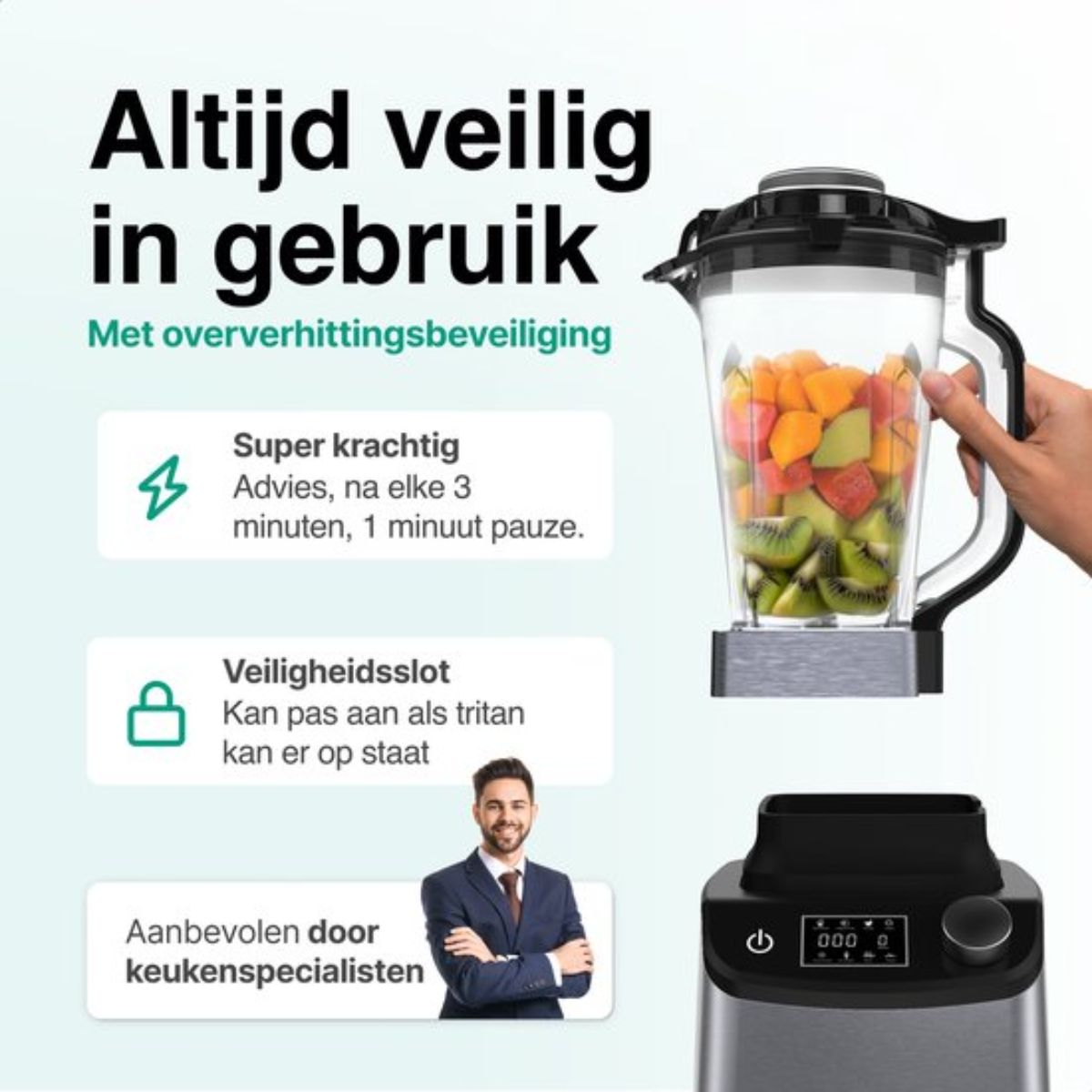 Power Blender 1800W - 2L - 8 Snelheden - IJscrusher - Smoothie Maker