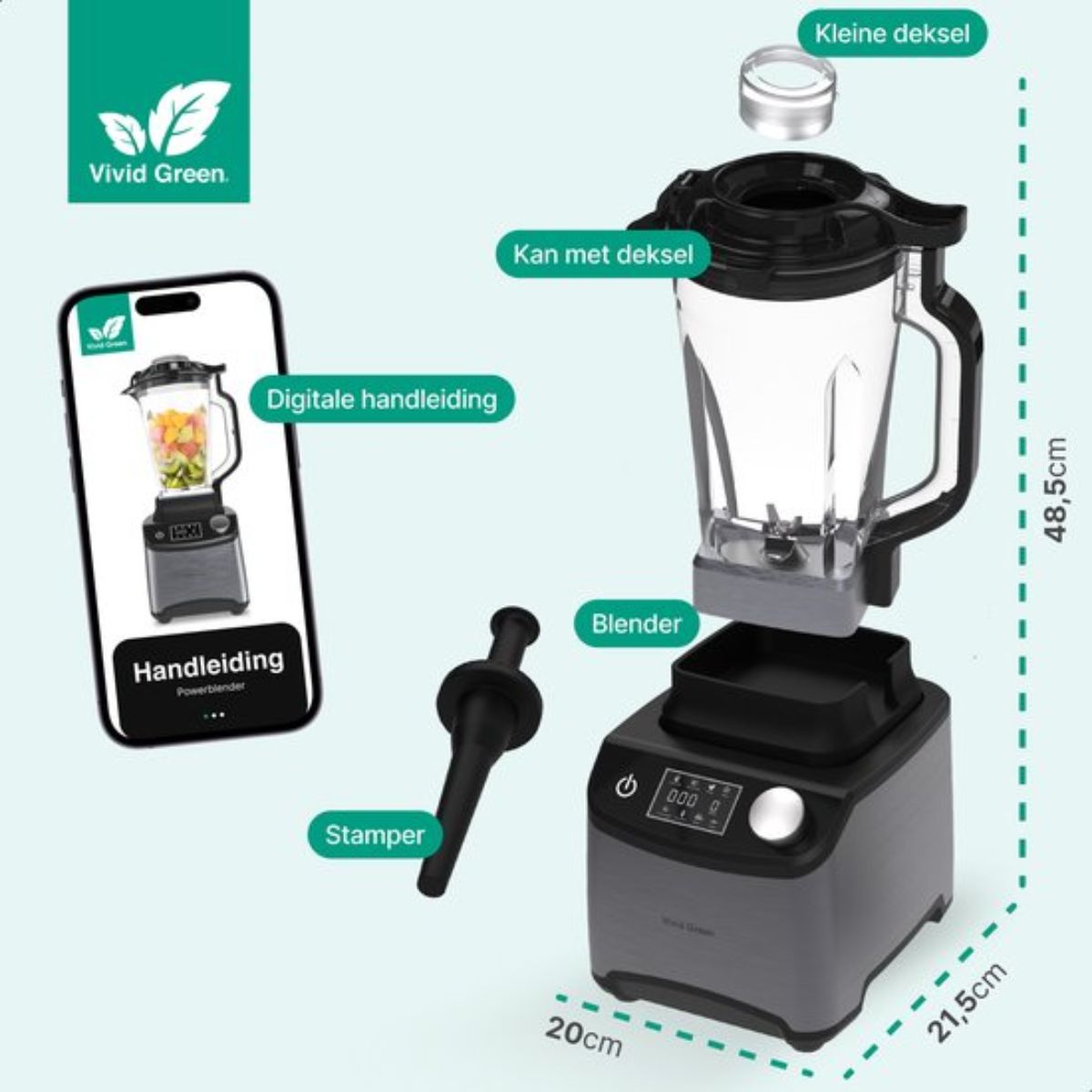 Power Blender 1800W - 2L - 8 Snelheden - IJscrusher - Smoothie Maker