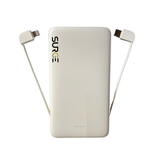 Powerbank 10.000mAh met ingebouwde USB-C en Lightning Kabels – 22,5W Snellader geschikt voor iPhone en Samsung - Wit