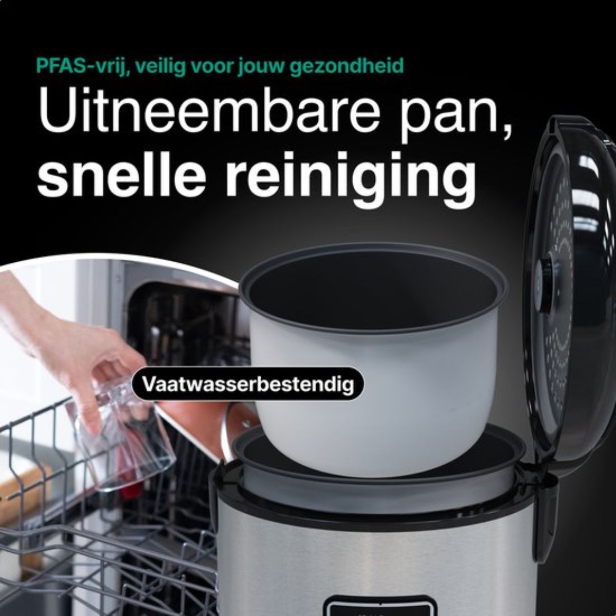 Rijstkoker met Stomer - 1.8L - 9 functies - Slowcooker - Warmhoudfunctie - 700W - 6 tot 8 Personen - RVS