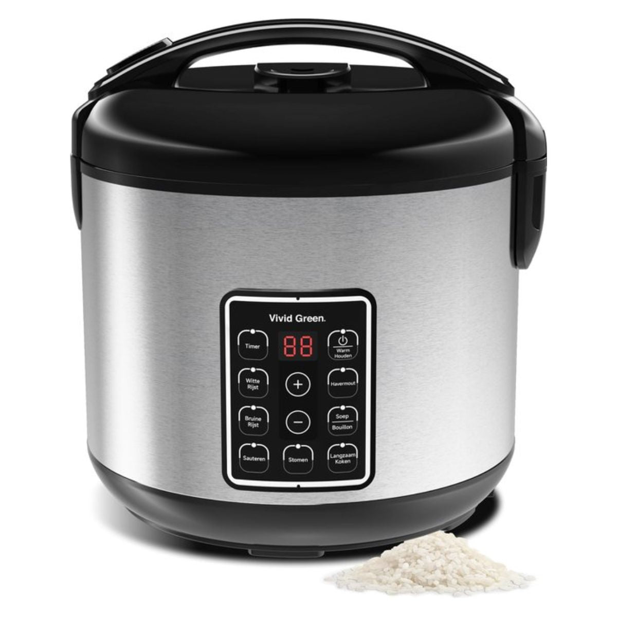 Rijstkoker met Stomer - 1.8L - 9 functies - Slowcooker - Warmhoudfunctie - 700W - 6 tot 8 Personen - RVS