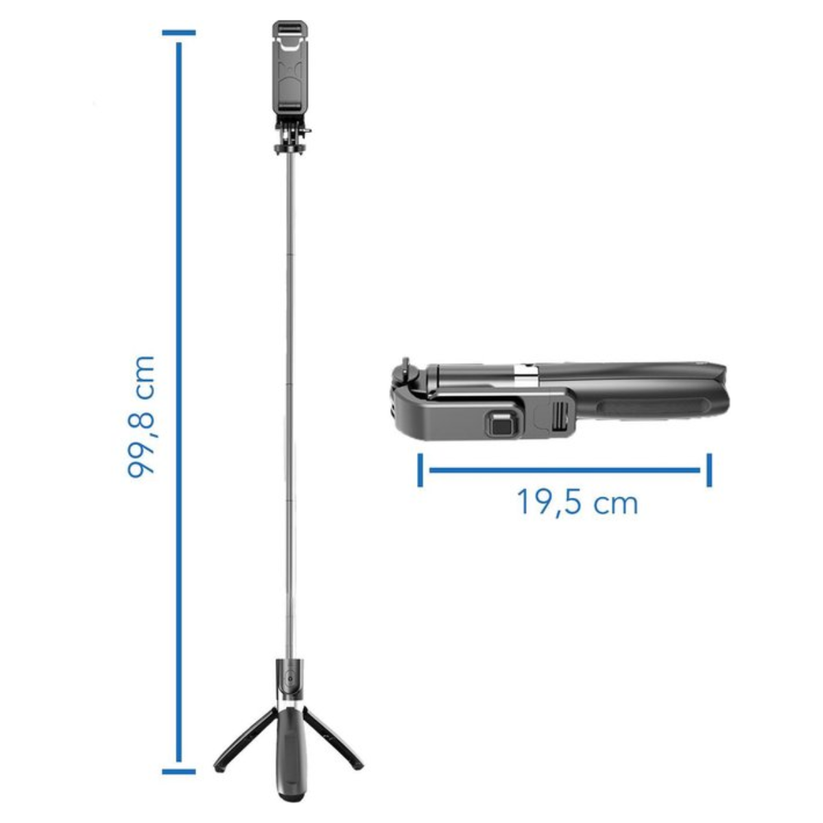 Selfie Stick - Zwart/Chrome