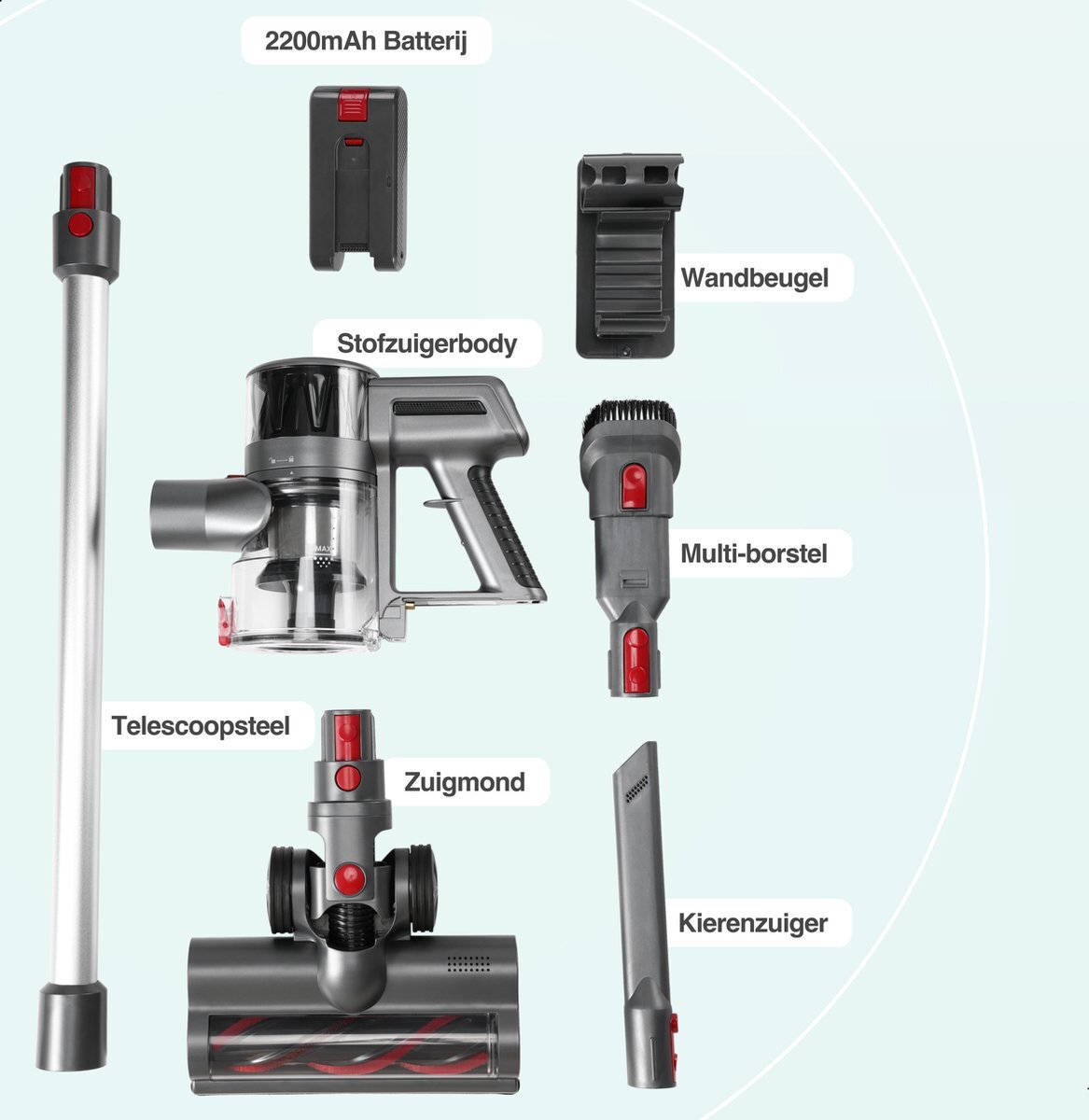 Steelstofzuiger Draadloos 300 Watt - Incl 4 Opzetstukken
