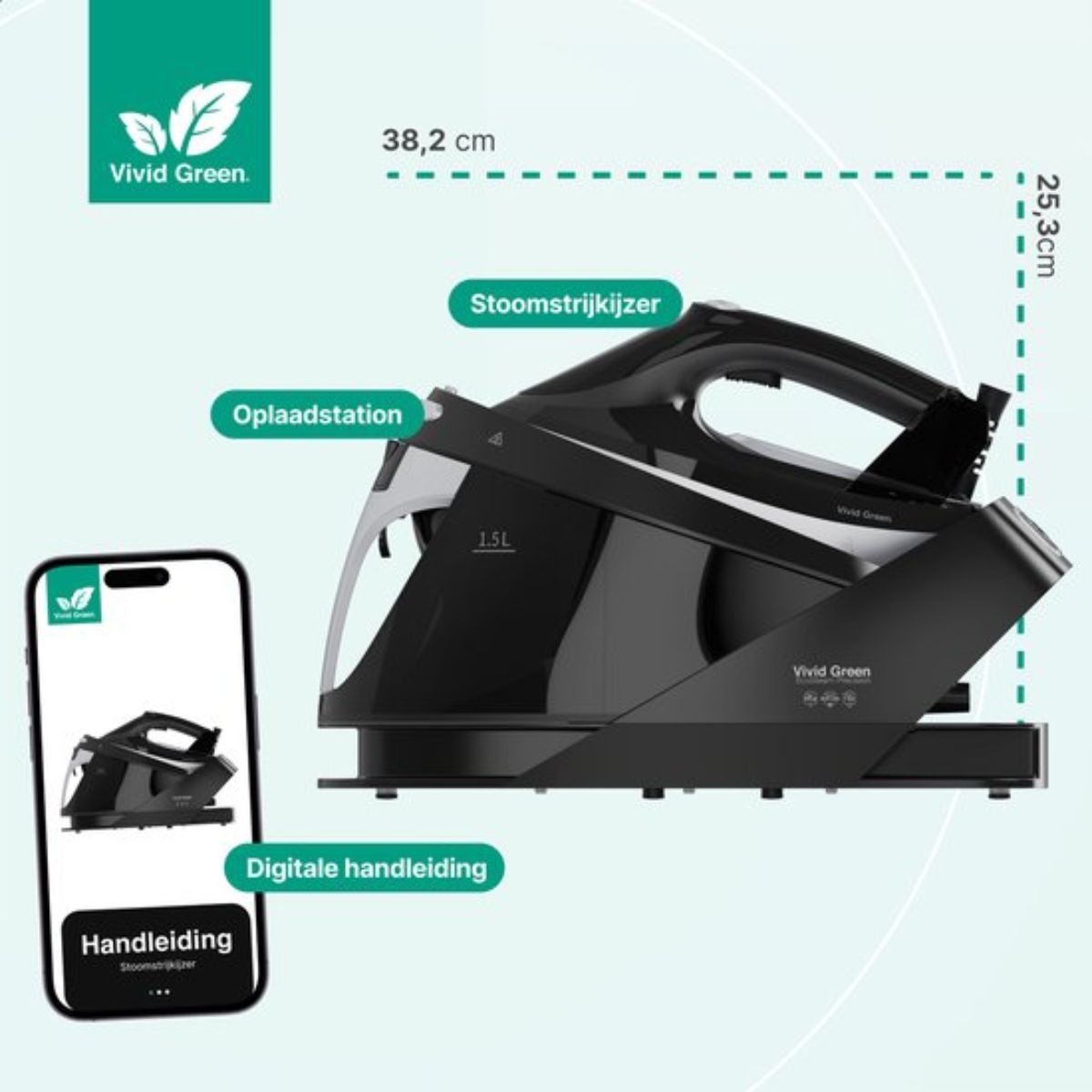 Stoomstrijkijzer met Stoomgenerator - 3000W - Zwart