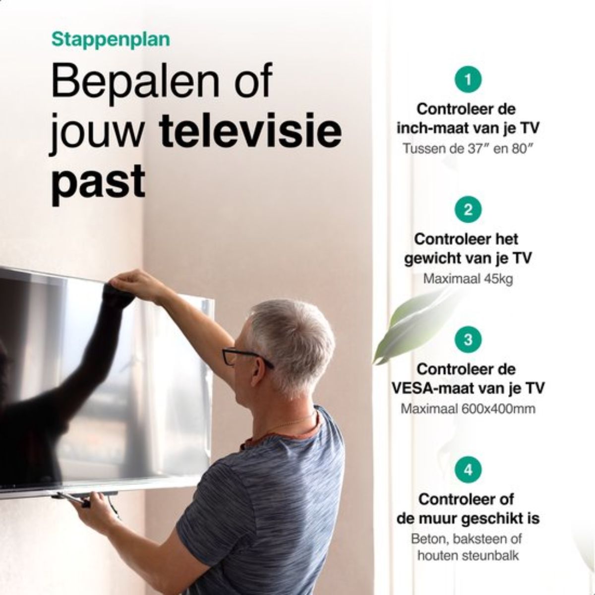 TV Beugel – Kantel- en Draaibaar – Geschikt voor 37 tot 80 Inch – Zwart