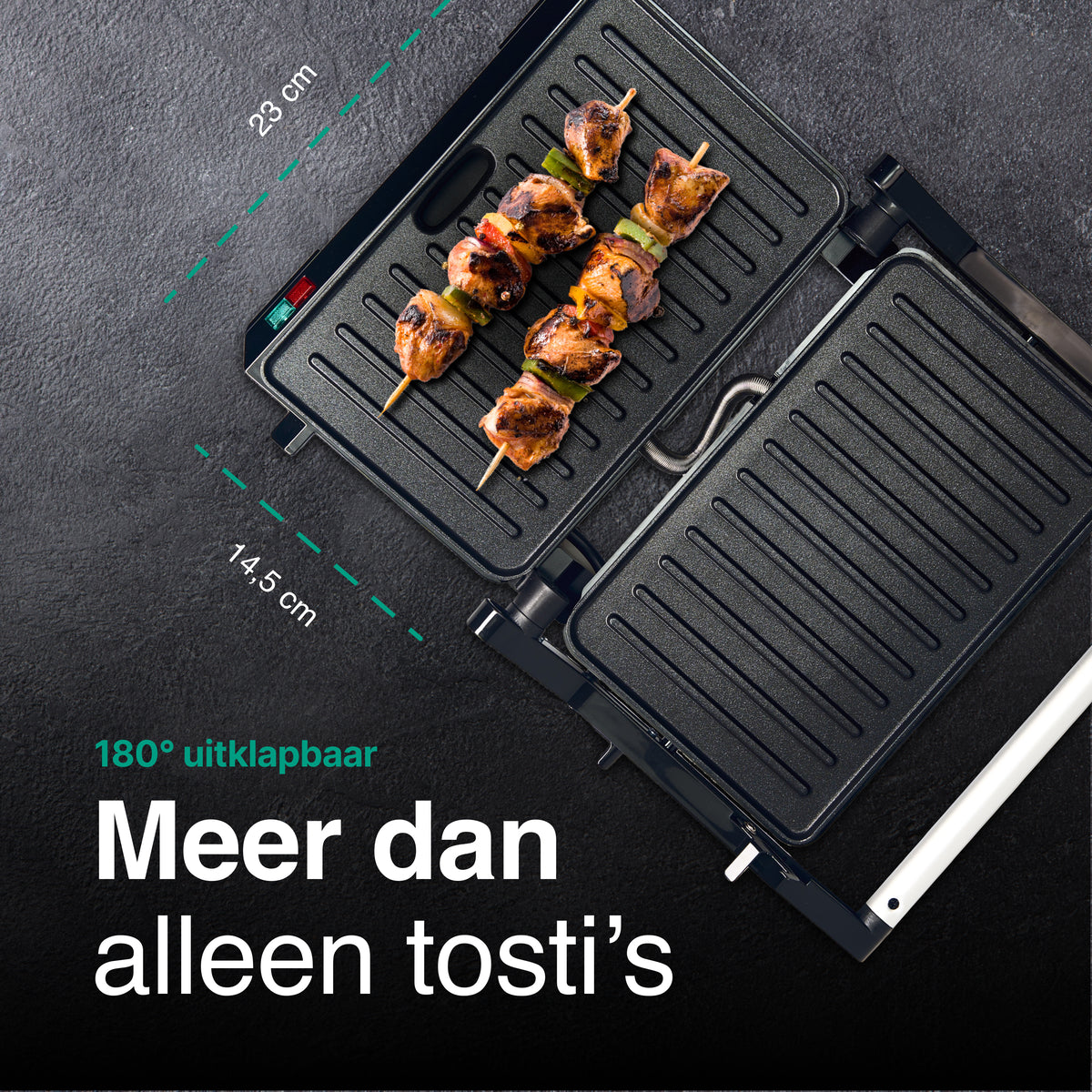 Tosti Apparaat voor 2 Tosti's - Grill IJzer - Contactgrill - Panini - Apparaten - Uitklapbaar