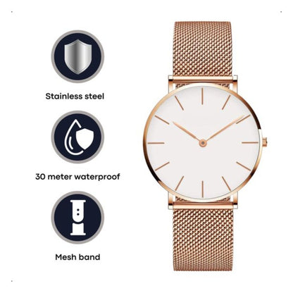 Tyme Ibiza Dames Horloge - 36mm Wit/Rosékleurig - Horloges voor Vrouwen & Meisjes - Polshorloge - Uurwerk - Moederdag Cadeautje - met Cadeauverpakking