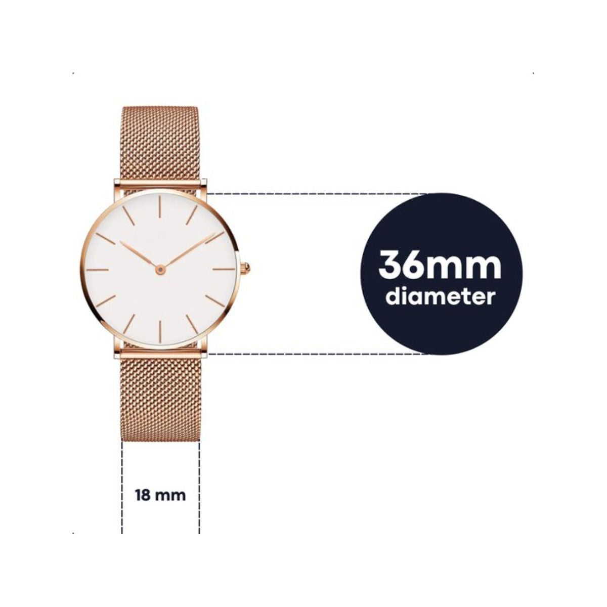 Tyme Ibiza Dames Horloge - 36mm Wit/Rosékleurig - Horloges voor Vrouwen & Meisjes - Polshorloge - Uurwerk - Moederdag Cadeautje - met Cadeauverpakking