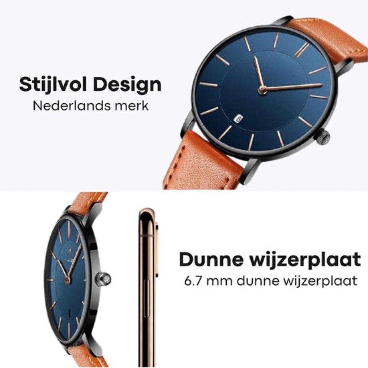 Tyme Oslo Heren Horloge - 39.5mm - Blauw Bruin - Horloges voor Mannen - met Cadeauverpakking