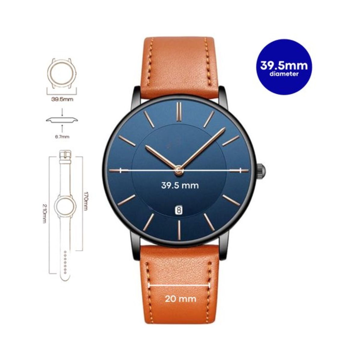 Tyme Oslo Heren Horloge - 39.5mm - Blauw Bruin - Horloges voor Mannen - met Cadeauverpakking