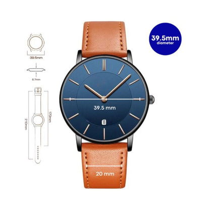 Tyme Oslo Heren Horloge - 39.5mm - Blauw Bruin - Horloges voor Mannen - met Cadeauverpakking