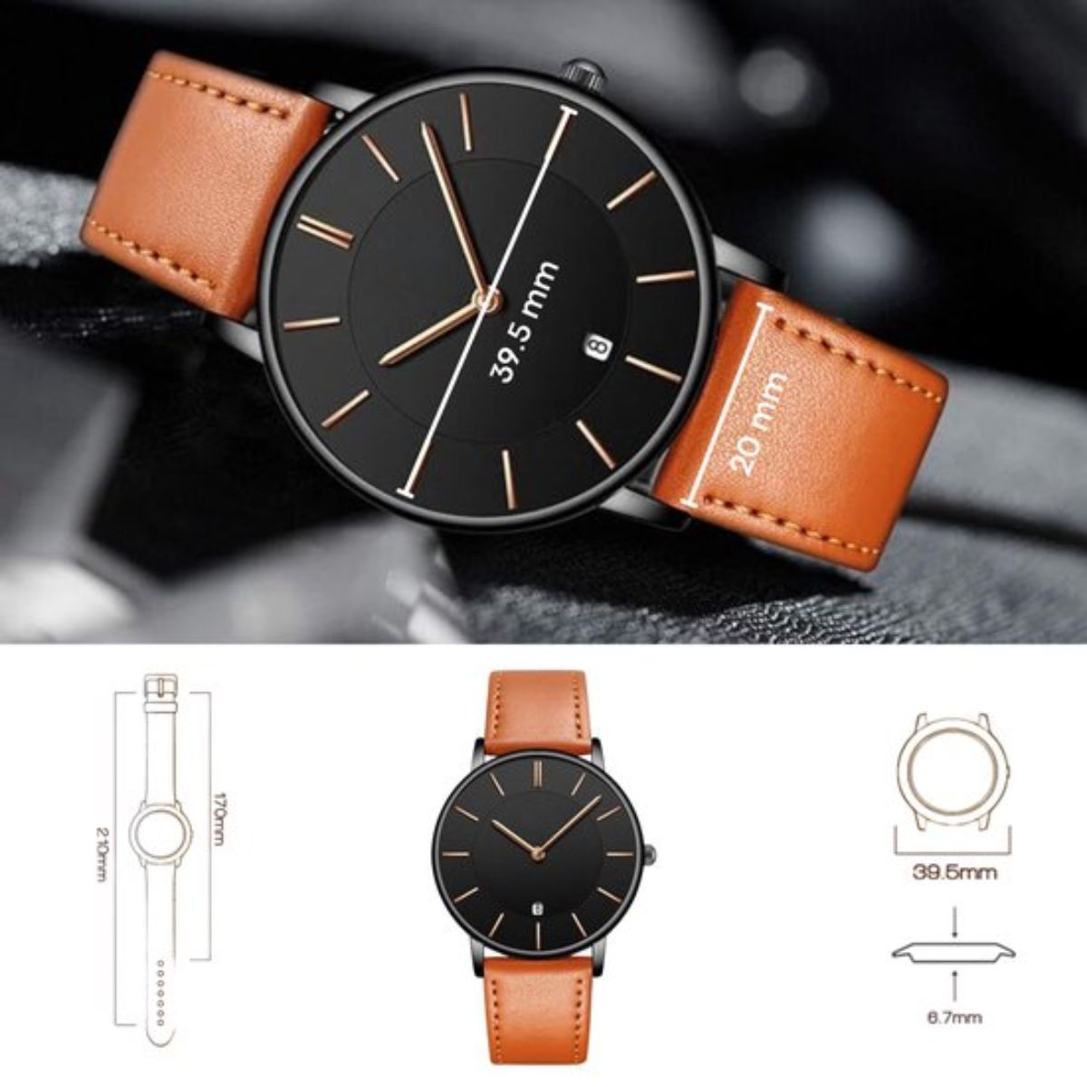 Tyme Oslo Heren Horloge - 39.5mm - Zwart/Bruin - Horloges voor Mannen - met Cadeauverpakking