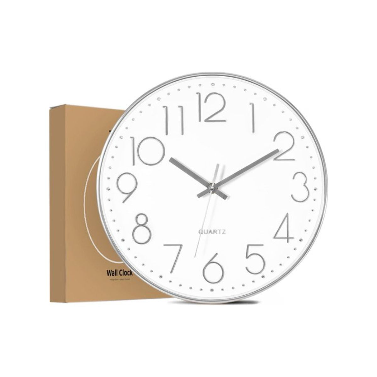 Tyme Wandklok - 40cm Klok Modern - Muurklok - Analoog - Stil Uurwerk - Quartz - Wit Zilver