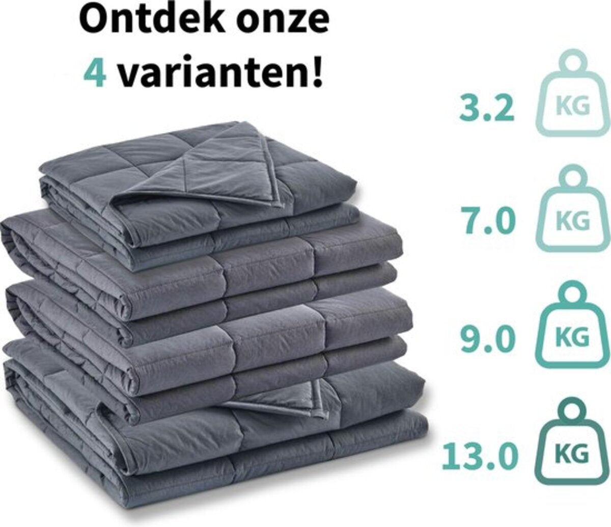 Verzwaringsdeken 9KG - Verzwaarde Deken - 4 Seizoenen - Grijs