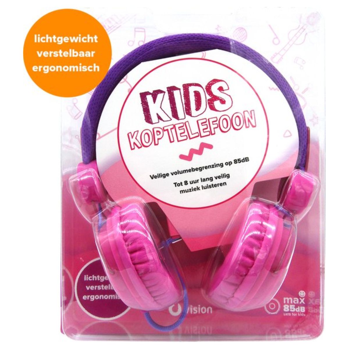 Koptelefoon Kinderen - Kids Headphones - Kind - Met Draad - Koptelefoons- Headphone - 85 dB Limiet - Roze/Paars