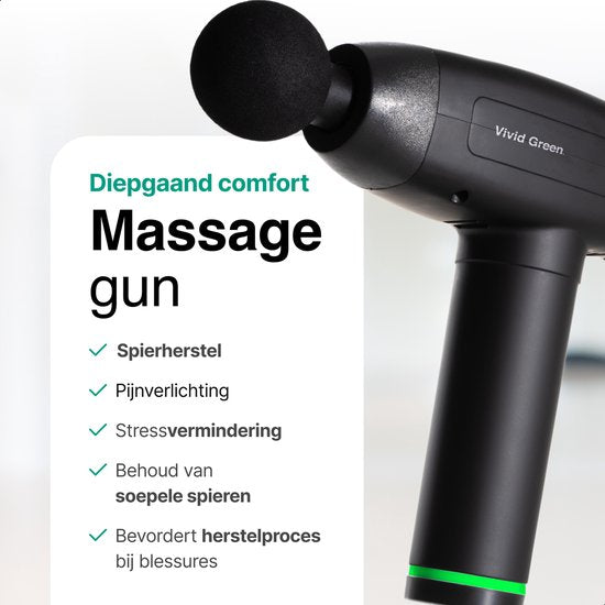 Massage Gun met 6 Opzetstukken & Opbergcase - Professioneel - Sport en Relax Massage apparaat - Draadloos - Zwart