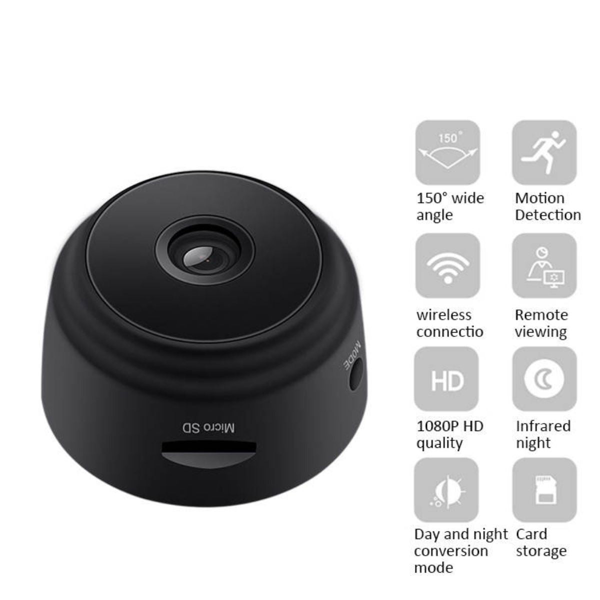 Mini Wi-Fi Beveiligingscamera - 1080P HD - Draadloos - Magnetische Houder - Bewegingssensor - Inclusief 32GB Geheugenkaart