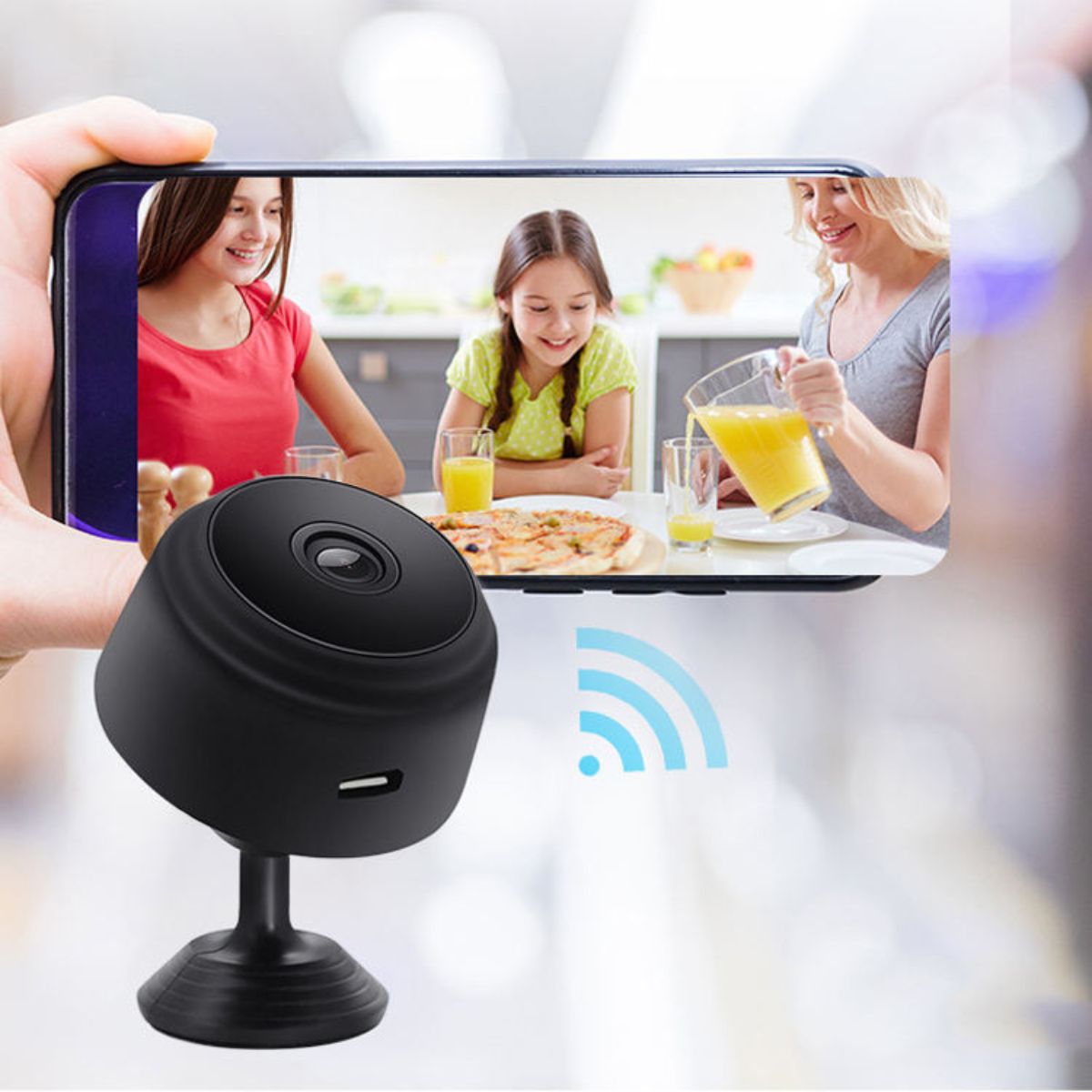 Mini Wi-Fi Beveiligingscamera - 1080P HD - Draadloos - Magnetische Houder - Bewegingssensor - Inclusief 32GB Geheugenkaart